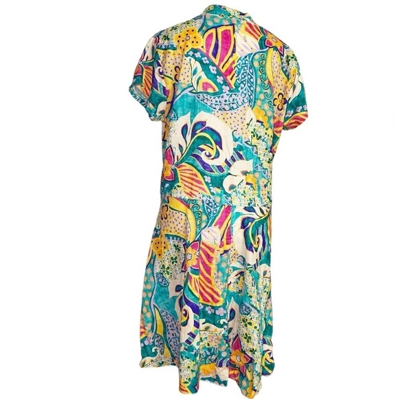 Vasna Multicolored Midi Flutter Sleeve Collar Sundress - Picture 2 of 16